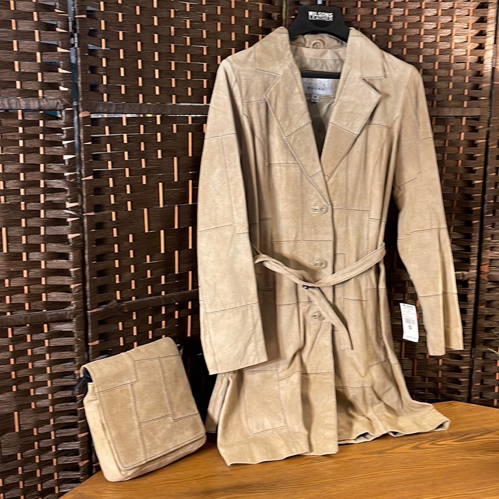 Wilson Leather Tan Suede Womens Lightweight Jacket With Matching Pocketbook